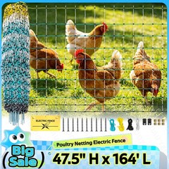 47.5″ H x 168′ L Poultry Netting Electric Fence for Farms, Ranches, Gardens use