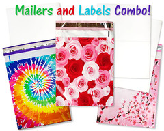 100 Pack, 50 10×13″ Flat Poly Mailers , 50 8.5×11 Blank Shipping Labels Combo