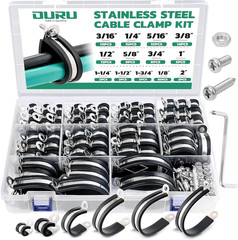 280PCS Cable Clamps with Screws Assortment Kit Steel Rubber Cushioned Insulated