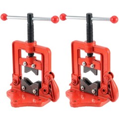 2 Pieces Heavy Duty Pipe Vise 3/5-2in Forged Bench Yoke Pipe Clamp Cutting Tool