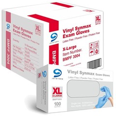 Basic Medical Synmax Vinyl Exam Gloves Latex-Free & Powder-Free Large