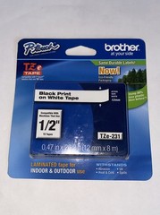 BROTHER TZe-231 12mm 1/2″ LABEL CASSETTE BLACK PRINT WHITE TAPE ORIGINAL Pack