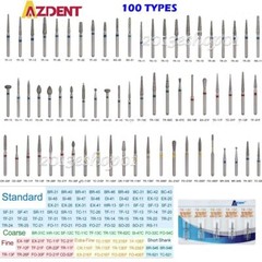 AZDENT Dental Diamond Burs Drill FG For High Speed Handpiece 100 Types 5pc/set