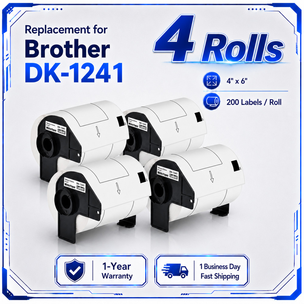 4 Rolls Compatible with DK-1241 4″x6″ Shipping Labels for Brother QL Printers