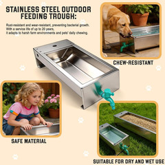 Stainless Steel Automatic Livestock Water Troughs with Float Valve Kit (2 Pack)