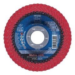 POLIFAN SGP CO-Curve Flap Wheel, 4-1/2 in x 7/8 in, 60 Grit, 13300 RPM Pferd