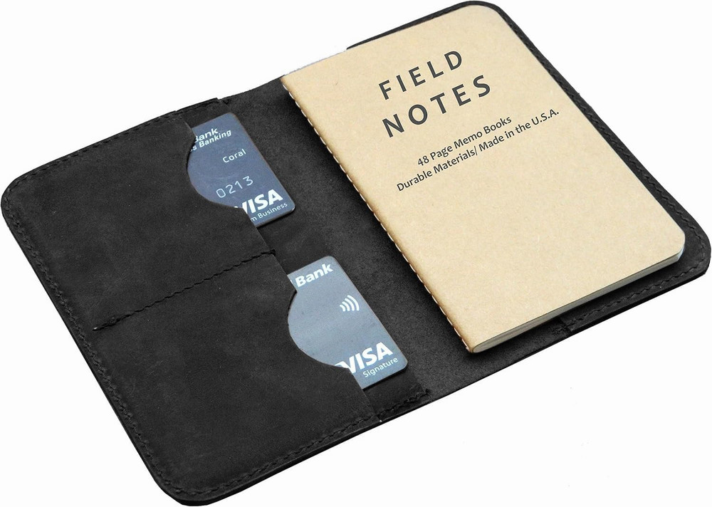 Leather Journal Cover for Field Notes, Small Pocket Size Notebook 3.5″ X