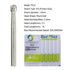 Dental Carbide Burs Round Diamond Bur FG 2 4 5 6 8 High Speed 801/023 801/016