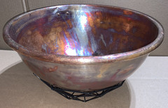 Heavy Solid Copper 14″ Bowl Kettle Rolled Edge Round Base Made In France Antique