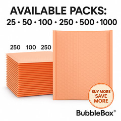 Peach Poly Bubble Mailers 6.5×10 Self-Seal Padded Envelopes | 25–1000 Pack | US