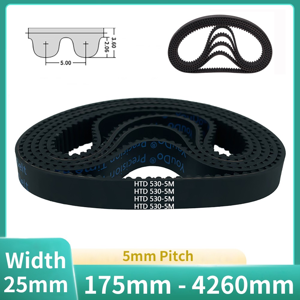 5M Series HTD Timing Belt Arc Teeth 5mm Pitch 25mm Belt Wide Rubber Drive Belt