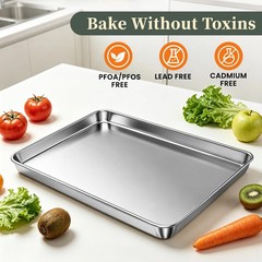 Baking Sheet with Rack Set (2 Pans + 2 Racks), 16 x 16 x 12 x 1 Inch, Silver