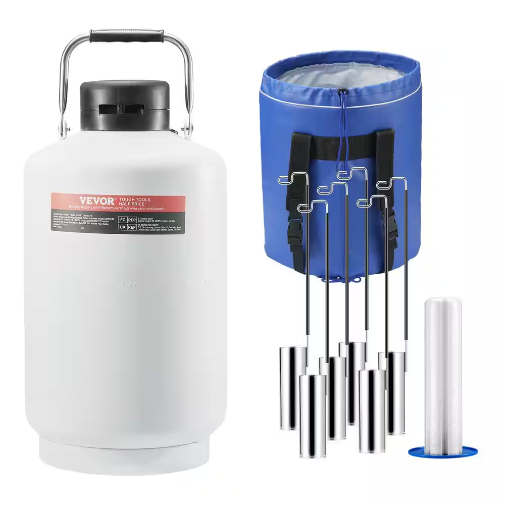Liquid Nitrogen Tank 10 L Aluminum Alloy LN2 Container Dewar 6 Canisters, Carry