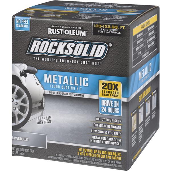 Rust-Oleum 70 Oz Rock Solid Silver Metallic Garage Floor Coating Kit 286893