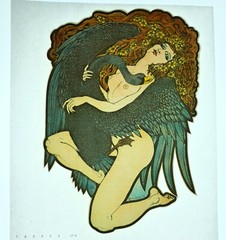 Authentic VINTAGE Roach Leda and the Swan Heat Transfer Iron On