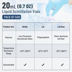 500pcs 20ml Scintillation Vials Borosilicate Glass Sample Vials Counting Vial ﻿