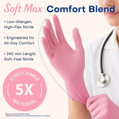 Supmedic Medical Nitrile Exam Gloves, 3.5 mil X-Small, X-small (Rose Quartz)