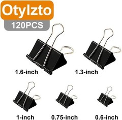 Otylzto 120Pcs Binder Clips Assorted Size, Office Clips with Clear Storage Co…
