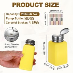 3Pcs 200ml/6.7oz Solvent Alcohol Dispenser for Acetone Cleanser Yellow