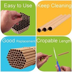 200 Pieces Mason Bee Tubes 6 Inches Outdoor Bee Cardboard Tubes Beekeeper Replac