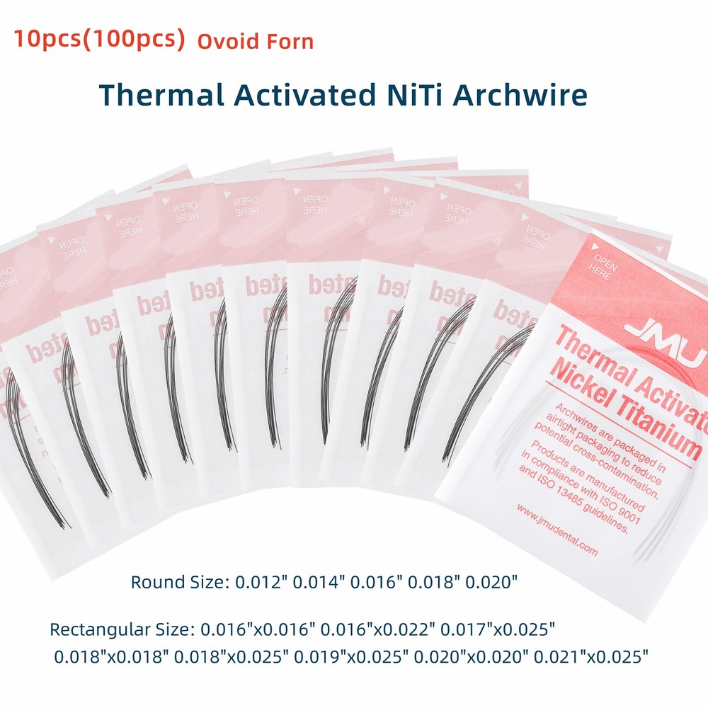 10Pack Orthodontic Thermal Activated NiTi Archwire Ovoid Round/Rectangular Shape