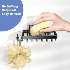 Black Soap Dish, Soap Bar Holder for Shower, No Drilling Bathroom Accessories,