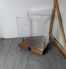Vintage Acrylic & Wood Swivel Retail Display Case Countertop Showcase Box C37