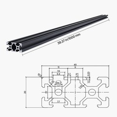 5PCS 39.4 in (1000 mm) T Slot 2040 Aluminum Extrusion Anodized Linear Rail