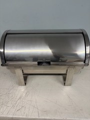 Choice Deluxe 8 Qt. Full Size Chrome Accent Roll Top Chafer