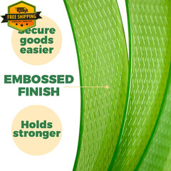 Green Polyester PET Strapping Roll 500ft 5/8 Inch 1400 lbs Self Dispensing Box