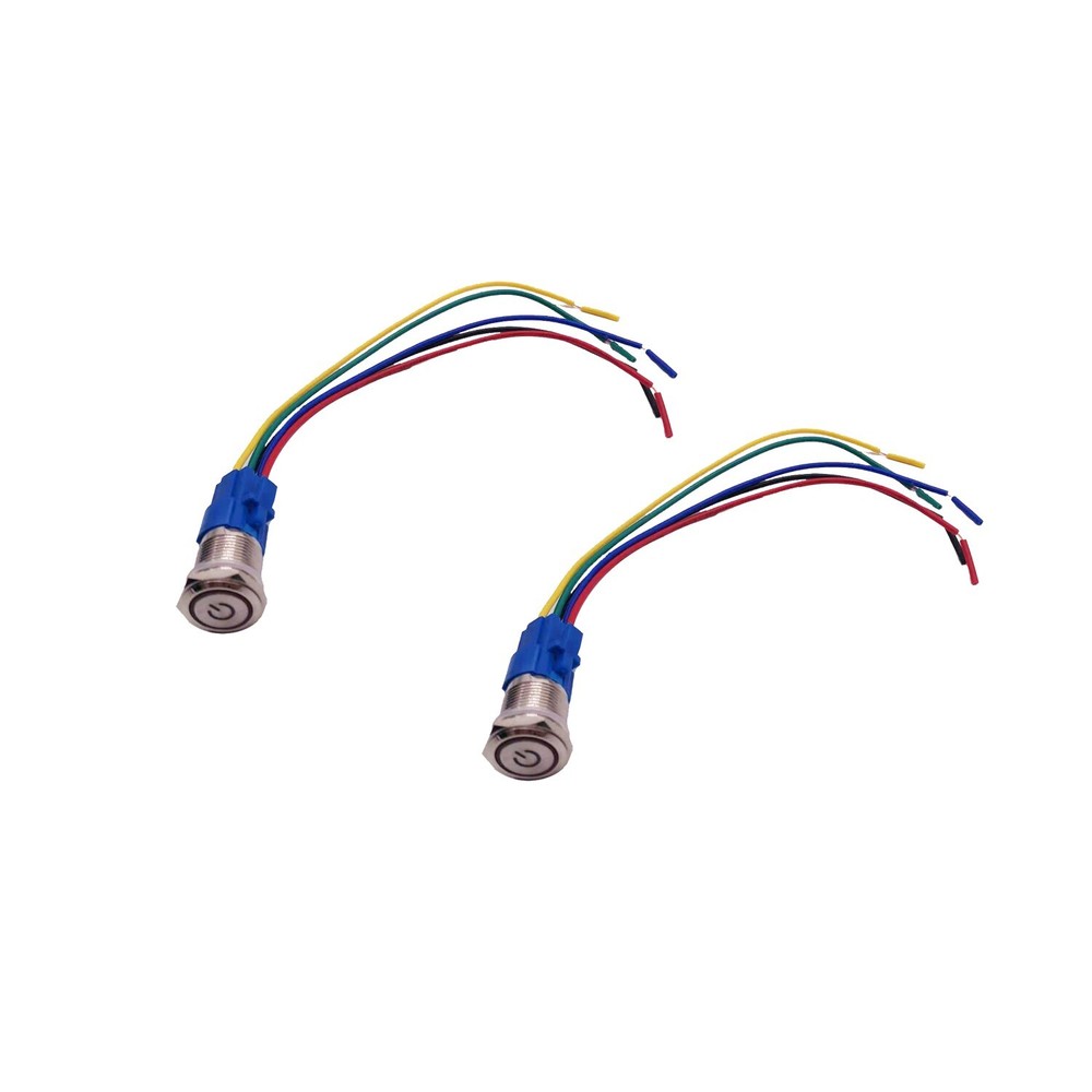 2 pcs Red 16mm 12V LED ON OFF Push Button Power Switch Latching