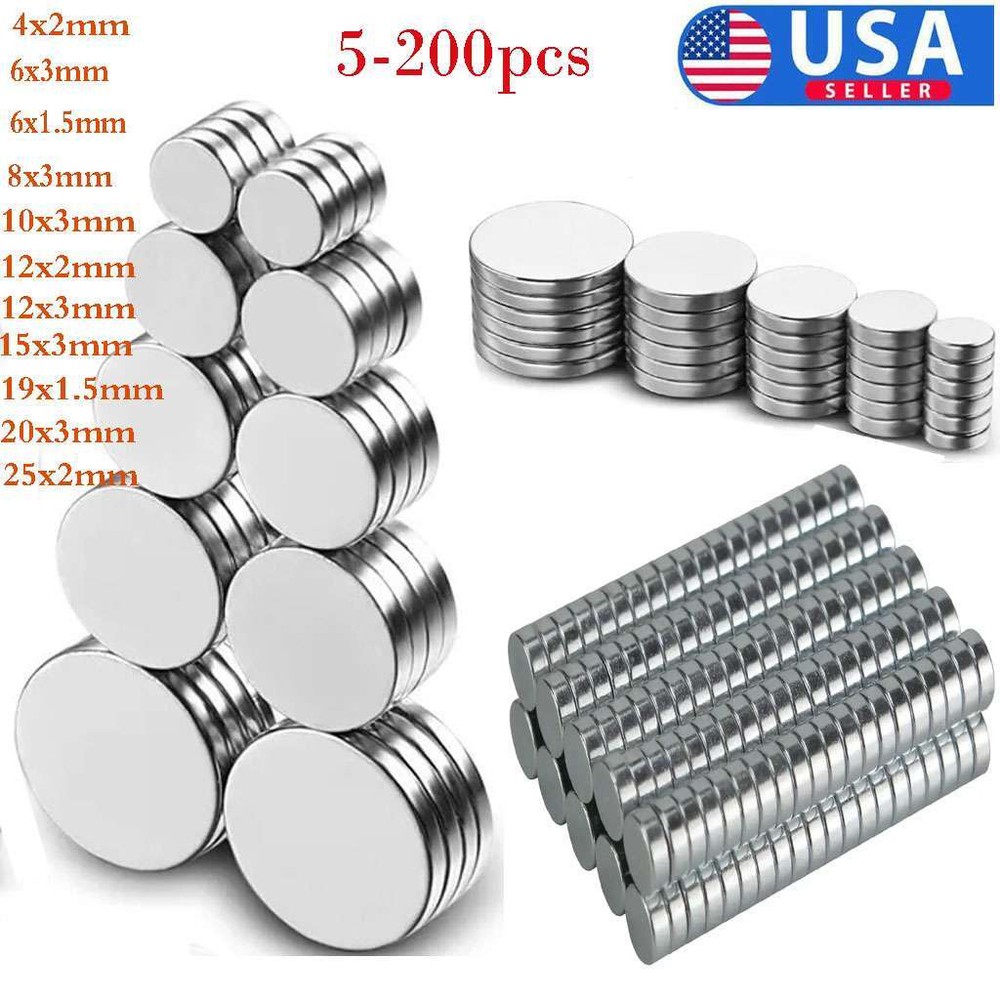 N52 Full Size Neodymium Magnets Disc Round Super Strong Rare Earth Magnet LOT
