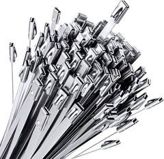100PCS Metal Zip Ties Stainless Steel Heavy Duty Self-Locking Cable Ties Lock US