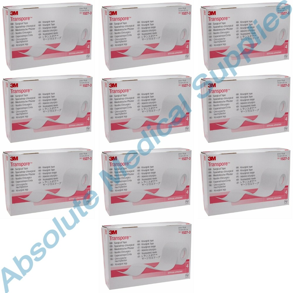 *40-Rolls* 3M Transpore Surgical Hypoallergenic Tape 3″ x 10 Yards 1527-3