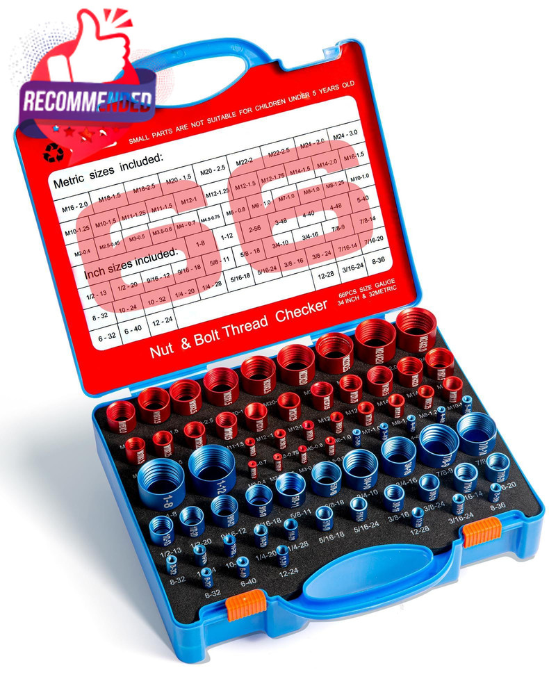 66 Nut And Bolt Thread Checker With Storage Box, Thread Checker Measuring