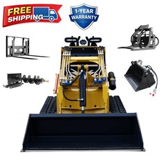 RATO Mini Skid Steer Loader 13.5HP Engine Tracked Compact Stand-on +4 Attachment