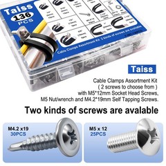 222PCS Stainless Steel Cable Clamps Assortment Kit, 10 Sizes