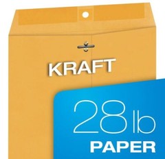 9 x 12 Inches Clasp Envelope with Deep Gummed Flaps 28LB Brown Kraft, See Option