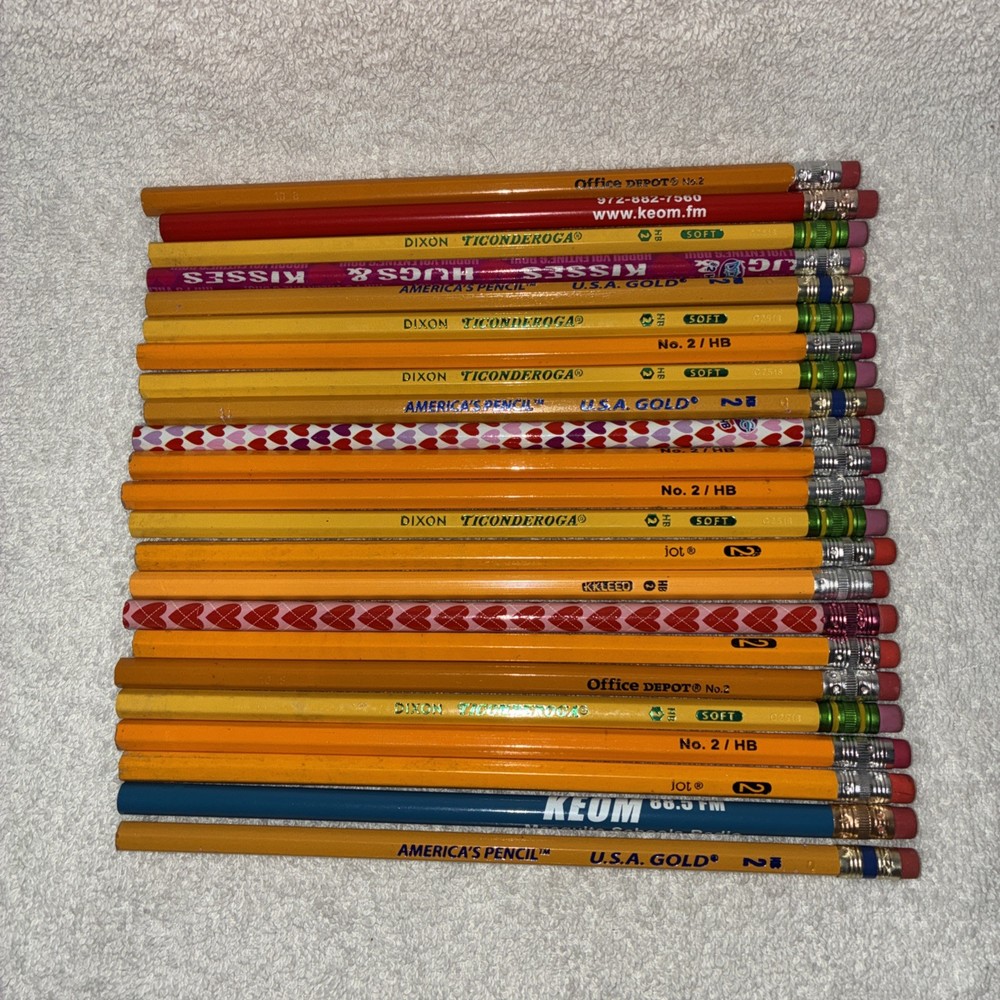 No. 2 Pencils Mixed Lot of 23 New Unused Ticonderoga USA Gold Office Depot Jot