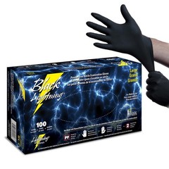 Black Lightning 6 mil Disposable Powder-Free Nitrile Exam Gloves – Black, 1000