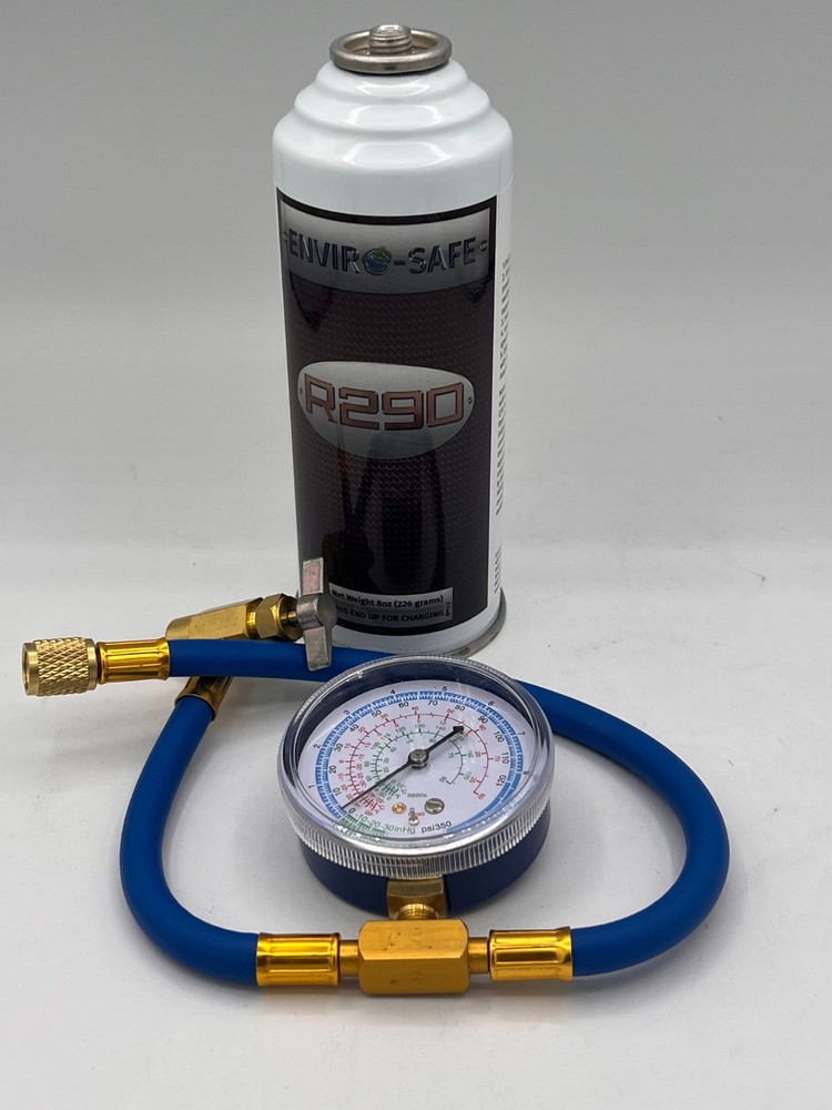 Envirosafe R290 Refrigerant, 1 can with Brass Charging Gauge