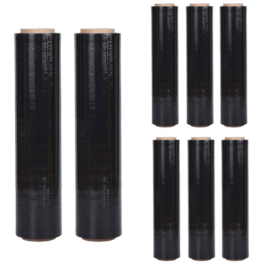 8 Rolls 18″ x 1500′ 80 Gauge Pallet Wrap Stretch Film Hand Shrink Wrap Black