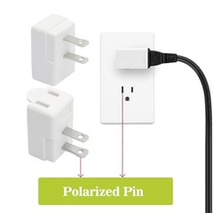 1PC NEMA 1-15P to 1-15R Polarized 2-Prong Right Angle AC Adapter White