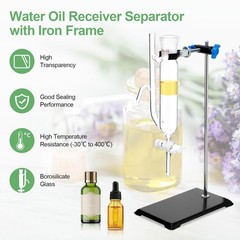 60ml 24/40 Oil Water Receiver Separator Essential oil distillation kit w/ Stand