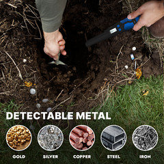 CKG Metal Detector Pinpointer 360° Detection, Fully Waterproof IP68, Color Blue