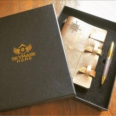 100% Genuine Leather Notebook Journal Gift Set Fountain Pen Brown 5x7in Gift Box