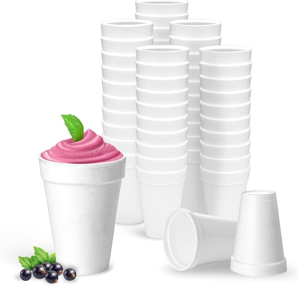 16 Oz Disposable Foam Cups (50 Pack), 50 Count (Pack of 1), 16oz – White