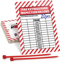 Fire Extinguisher Inspection Tags -2029, Plastic 2.25 x 3 Inch Red Waterproof,