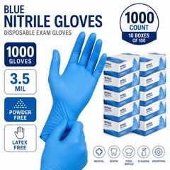 Blue Nitrile Gloves 3.5 Mil Powder Free Latex Free Exam Gloves 1000 Count