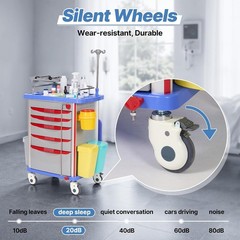 Medical Crash Cart with Emergency Accessory, Emergency Cart for Hospitals Clinic